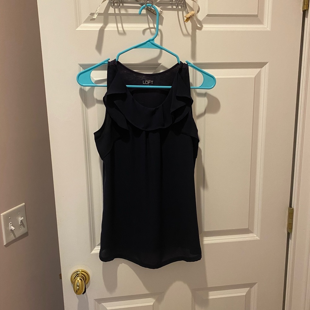 Ann Taylor LOFT Sleeveless navy blue top size small